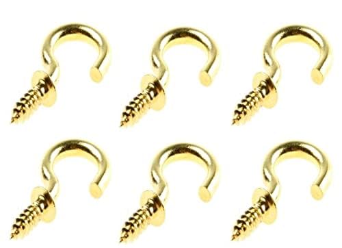 UAPAN MetalCraft Brass Plated J Hook Screw Half Circle Eye Shape, Self Tapping Hooks Ring Bronze Plated (1.5 Inch, 25) - Image 2