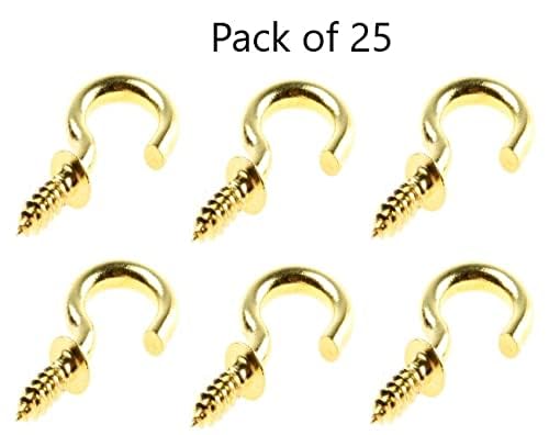 UAPAN MetalCraft Brass Plated J Hook Screw Half Circle Eye Shape, Self Tapping Hooks Ring Bronze Plated (1.5 Inch, 25) - Image 3