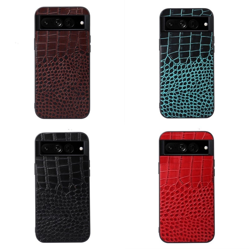 HuHa Case Cover For Google Pixel 7 Pro 5G Crocodile Top Layer Cowhide Leather Phone Case(Black) - Image 3