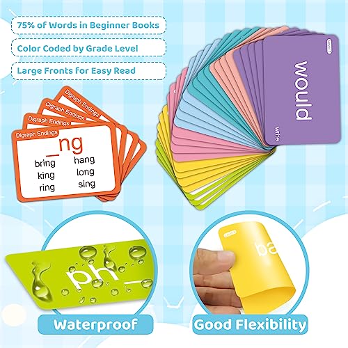 AuroTops 712 Sight Words/Phonics Flash Cards, Dolch & Fry High Frequency Site Words, Learn to Read CVC Blends, Short/Long Vowel Sounds, Flash Cards Games for PreK Kindergarten 1st 2nd 3rd Grade, Kids 4-10 - Image 4