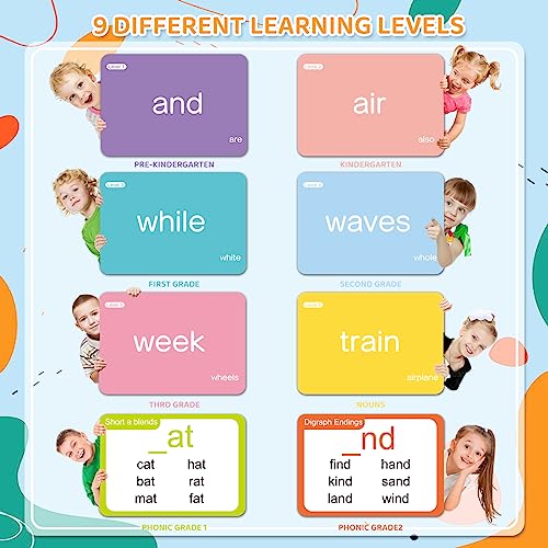 AuroTops 712 Sight Words/Phonics Flash Cards, Dolch & Fry High Frequency Site Words, Learn to Read CVC Blends, Short/Long Vowel Sounds, Flash Cards Games for PreK Kindergarten 1st 2nd 3rd Grade, Kids 4-10 - Image 5