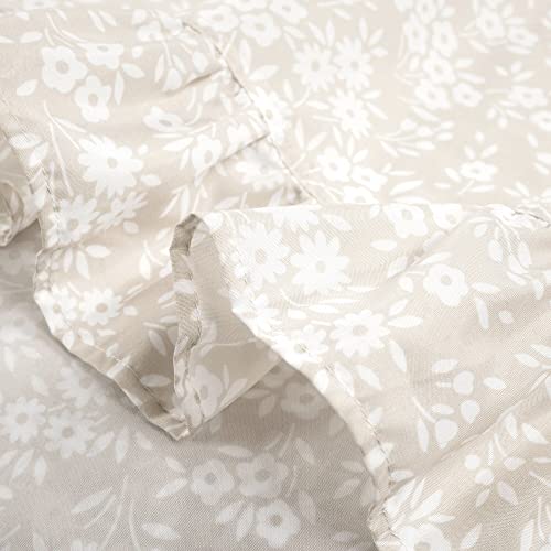 Lush Decor Garden of Flowers Ruffle Sheet Set King 6 Piece Set Neutral Floral Sheets Tan Sheet Set King Size Bed Sheets Coquette Bedroom Decor - Image 3
