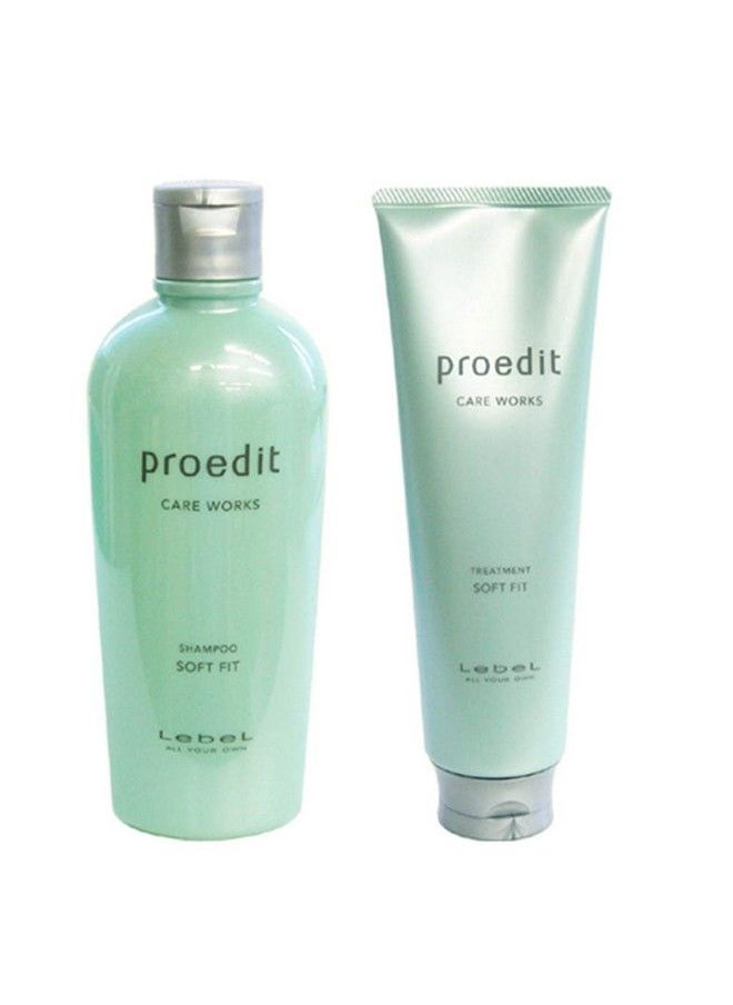 Lebel - Proedit Care Works Hair Shampoo 300Ml & Hair Ttreatment 250Ml Set Soft Fit (Green Tea Set) - Image 1