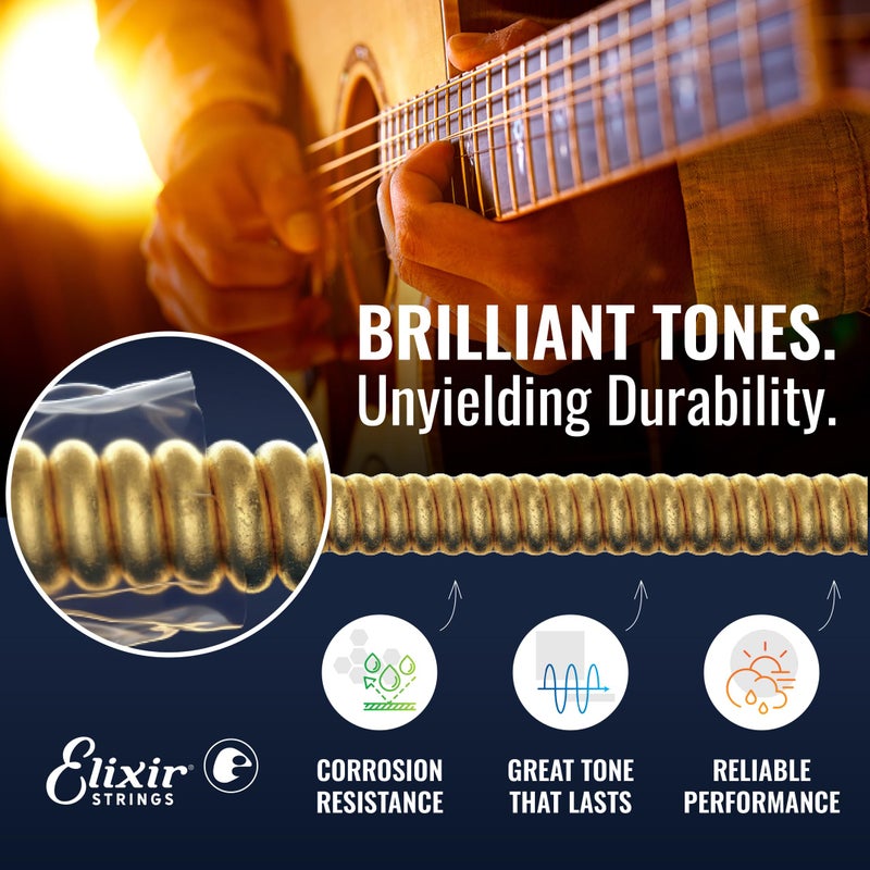 Elixir Strings, Acoustic Guitar Strings, 80/20 Bronze with NANOWEB Coating, Longest-Lasting Bright and Focused Tone with Comfortable Feel, 6 String Set, 3 Pack, Light 12-53 - Image 3