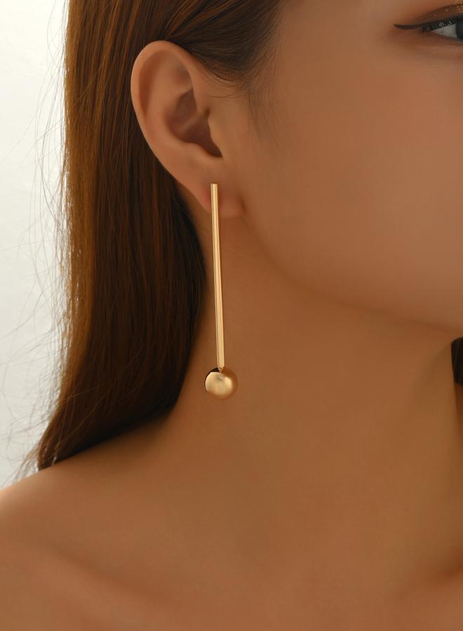 تايك تو أقراط ذهبية متدلية بتصميم كرات - Image 1