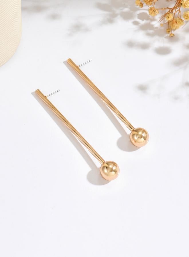 تايك تو أقراط ذهبية متدلية بتصميم كرات - Image 2