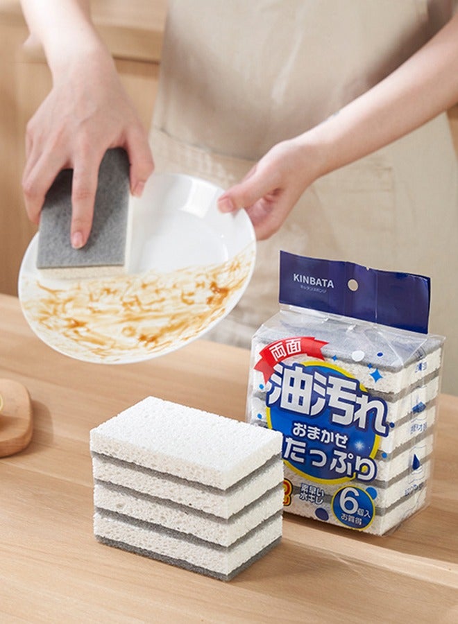 kinbata Kinbata Dishwashing Sponge Scouring Pad Kitchen Rags Magic Erase N Water Absorbent Durable Sponge Cleaning Cloth 6 Pieces Microfiber Anti-Scratch Dishwashing Sponge, Multi-Purpose Dishwashing Brush  - Image 1