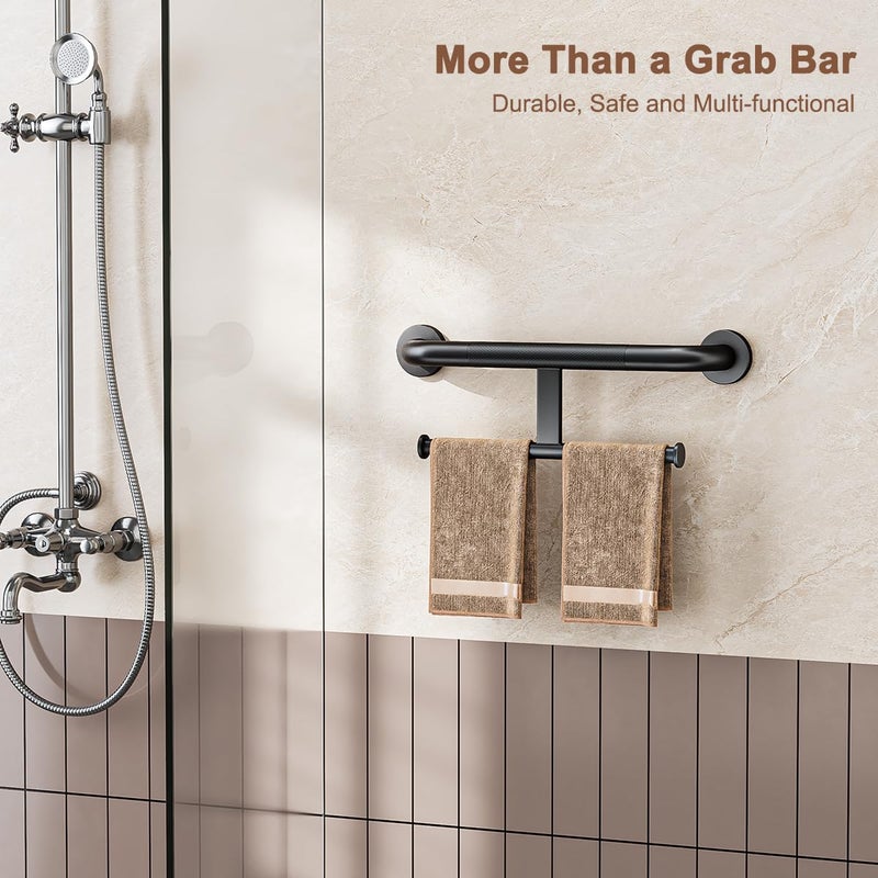 FANHAO Shower Grab Bar w/Double Toilet Paper Roll Holder 18 Inch, 2-in-1 Safety Assist Bar Balanced Support Handle, Stainless Steel Wall Mounted Bathroom Handicap Grab Bar for Senior Elderly Disabled - Image 4