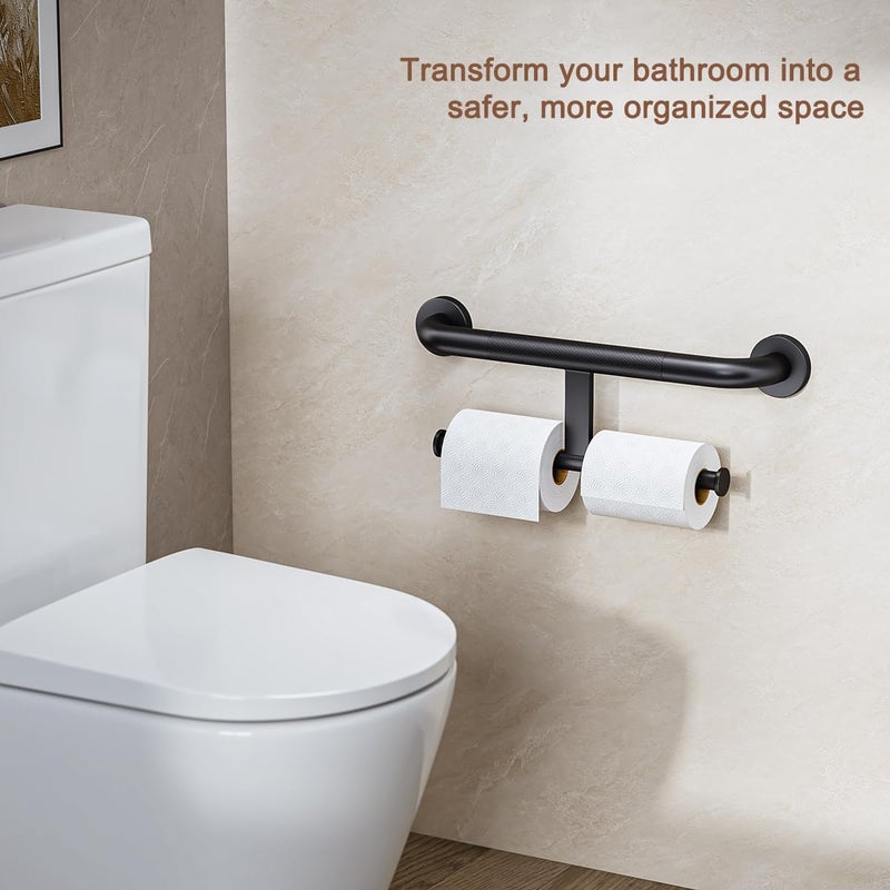 FANHAO Shower Grab Bar w/Double Toilet Paper Roll Holder 18 Inch, 2-in-1 Safety Assist Bar Balanced Support Handle, Stainless Steel Wall Mounted Bathroom Handicap Grab Bar for Senior Elderly Disabled - Image 5
