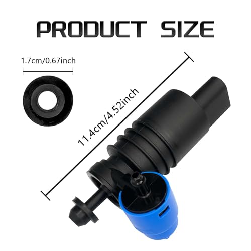 HHZL Windshield Washer Fluid Pump, Spray Front Windshield Wiper Pump Motor with Grommet Replacement 1J6955651 1K6955651 1T0955651A for BMW Chevrolet Ford Jeep Dodge Chrysler Volkswagen Audi（Blue） - Image 2