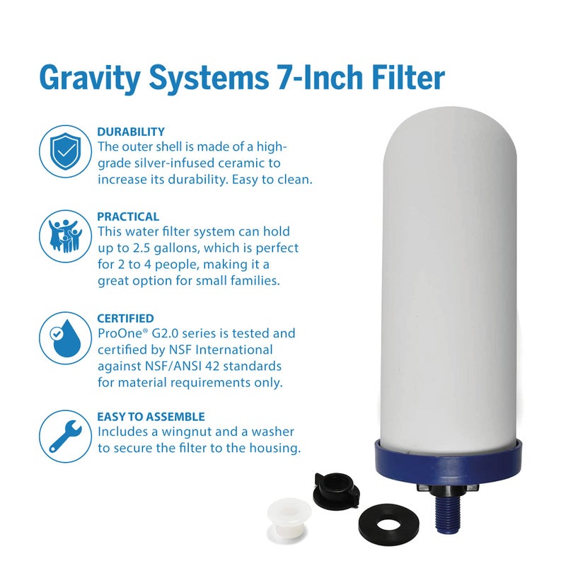 ProOne G-Series 7-Inch Gravity Filter Replacement 1-Pack - Universally Compatible with Gravity Water Filtration Systems - NSF/ANSI Certified to Reduce Lead, Microplastics, & Total PFAS (1-Pack) - Image 2