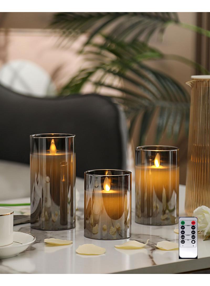 عام ثلاثة قطعة الصمام شمعة عديمة اللهب مجموعة مع جهاز التحكم عن بعد الالكترونية شمعة شمعة عديمة الدخان عطلة زخرفة الغلاف الجوي الدعائم - Image 1