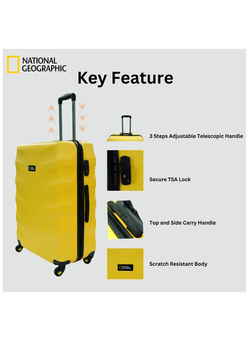 NATIONAL GEOGRAPHIC National Geographic Arete ABS Hard Case Medium Check-In Travel Suitcase Yellow, Durable Lightweight Travel Luggage, 4 Wheel Trolley Bag with TSA Combination Lock (24 Inch).