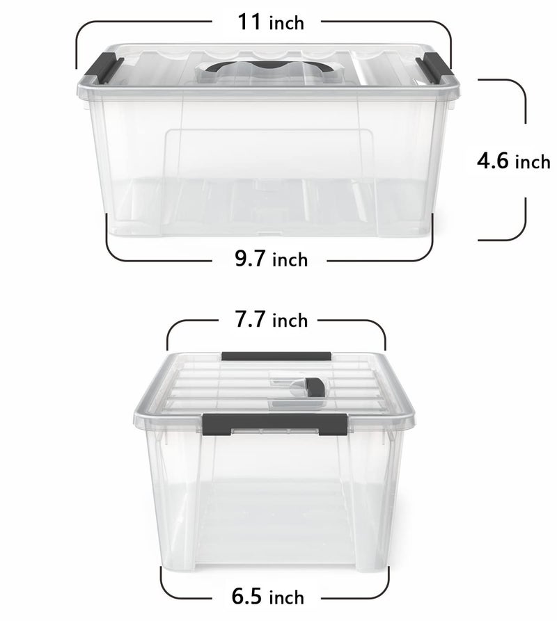 WYT Clear Storage Latch Bins, 6-Pack Storage Organizer Box with Handle and Lids, 5-Litre - Image 2