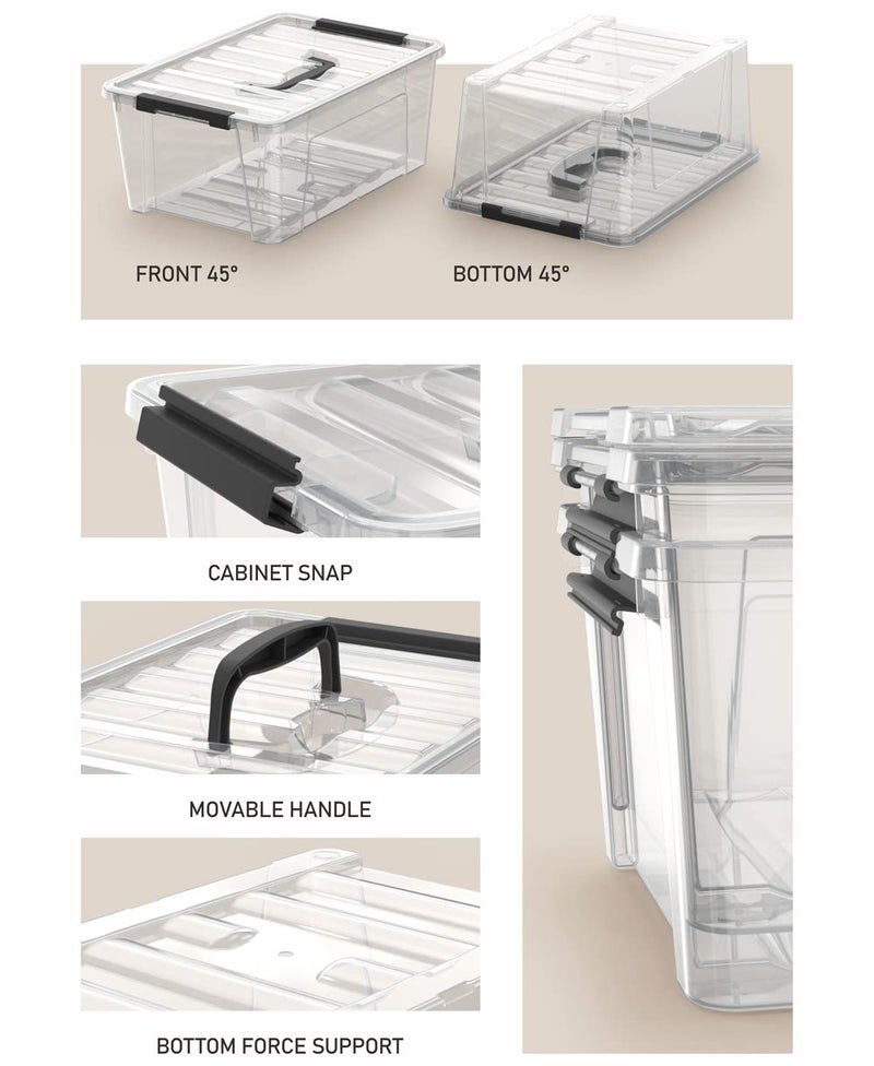 WYT Clear Storage Latch Bins, 6-Pack Storage Organizer Box with Handle and Lids, 5-Litre - Image 3