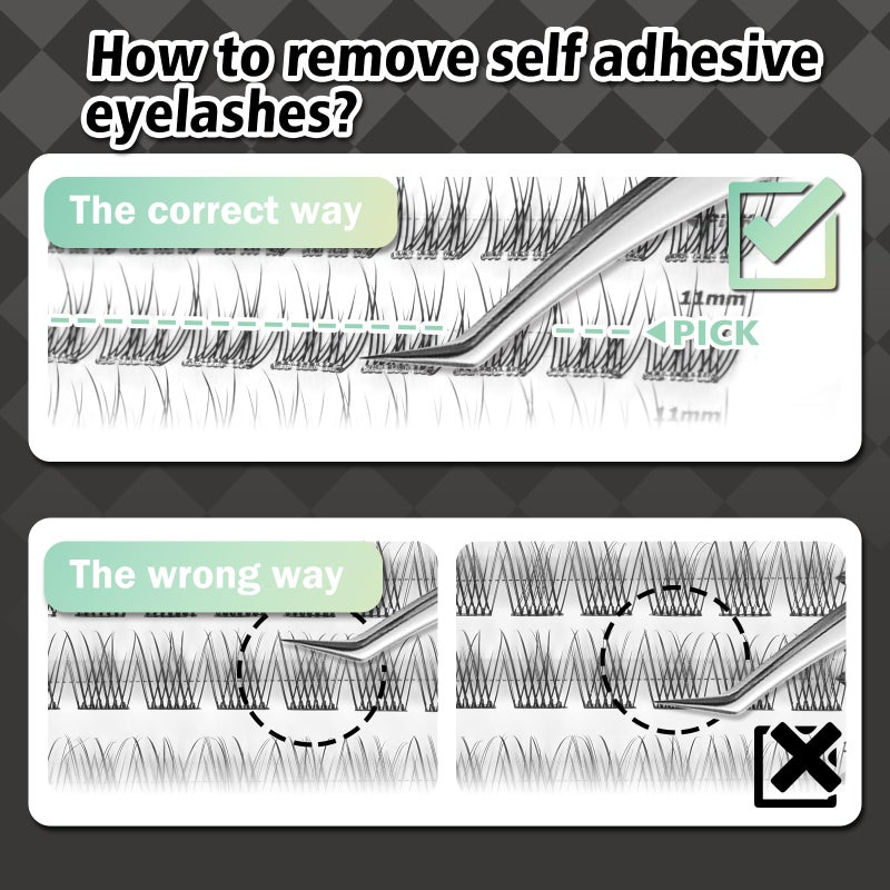WONSIS Self Adhesive Eyelashes, 156 Pcs Self Adhesive Eyelash Clusters, No Glue Needed, Invisible Band Lash Clusters - Longer Lasting, No Sticky Residue Pre Glued Eyelashes (Natural-Invisible Band) - Image 5