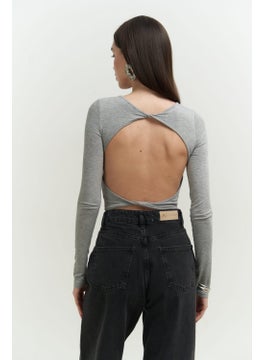 Mai Collection Mita Backless Gray Blouse  - Image 1