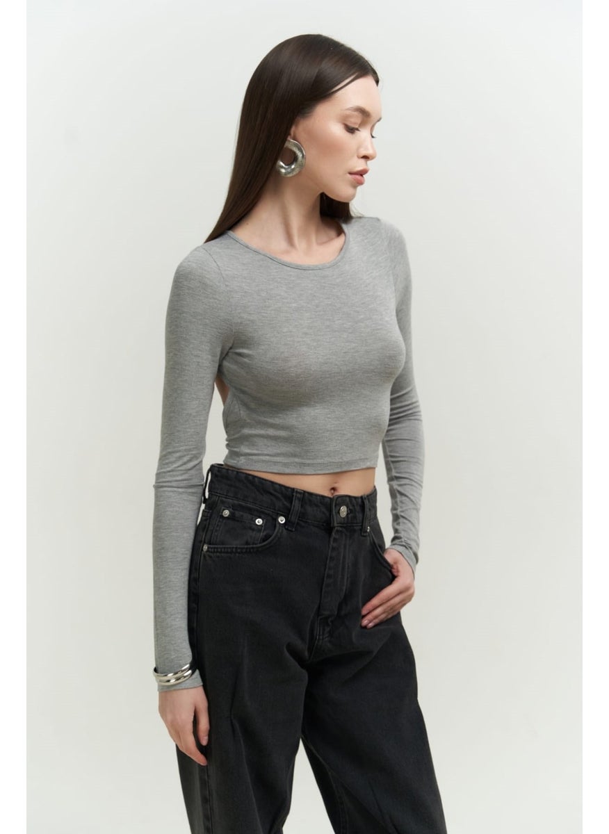 Mai - Collection Mita Backless Gray Blouse - Image 1