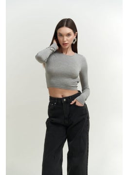Mai Collection Mita Backless Gray Blouse  - Image 2