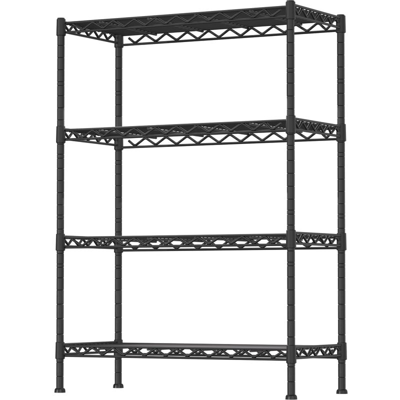 Soywey 4-Shelf Adjustable Heavy Duty Storage Shelving Unit, Metal Organizer Wire Rack for Laundry Bathroom Kitchen Pantry Closet, Black - Image 1