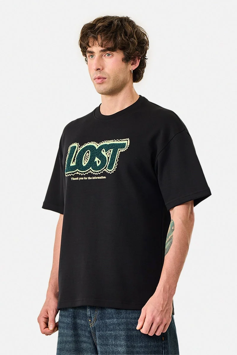 SNITCH Black Graphic Half Sleeve Oversized Streetwear T-Shirt