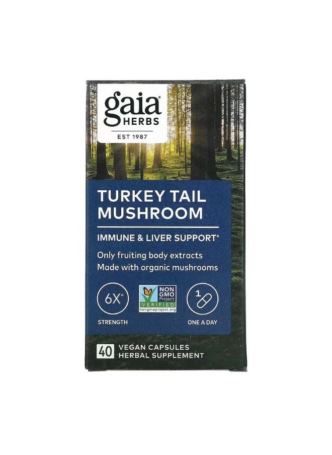 Gaia Herbs Turkey Tail Mushroom 40 Vegan Capsules  - Image 1