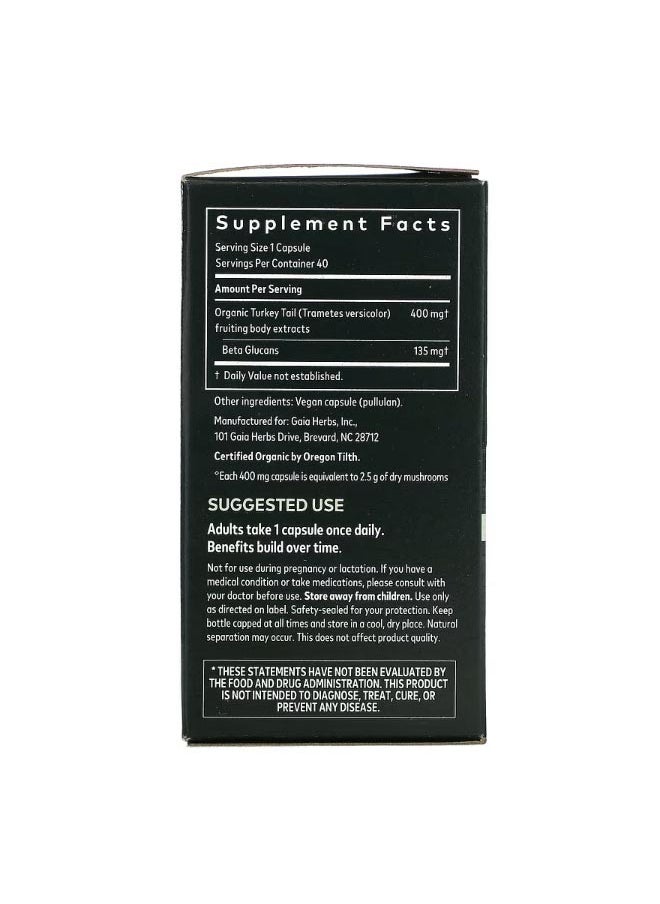Gaia Herbs Turkey Tail Mushroom 40 Vegan Capsules  - Image 2