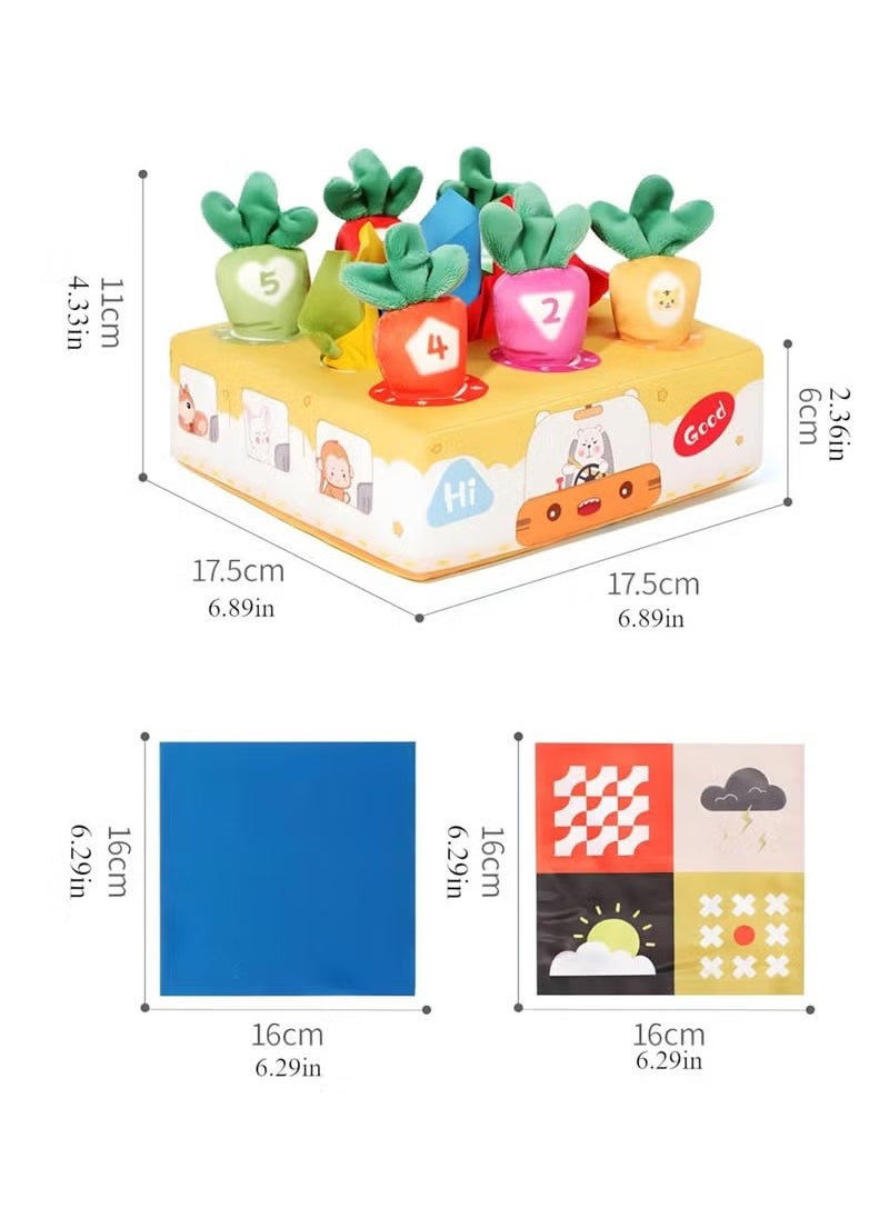 Arabest 2 in1 Baby Tissue Box Toy with Carrot Pulling and Extract tissue paper - Includes 6 Carrots, 4 Ultra-soft Tissues, and 2 Crinkle Papers - Encourages Sensory Development, Hand-eye Coordination (Amusement Park)  - Image 3