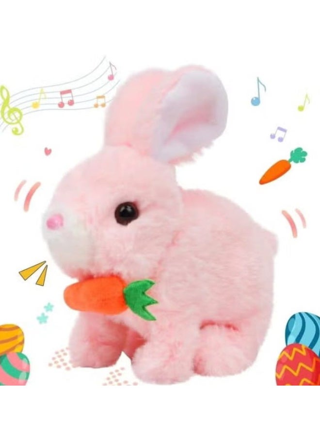 Interactive electronic stuffed bunny toy with sounds, a bunny that jumps with its nose and holds a carrot, a perfect gift for toddlers' birthdays. - Image 1