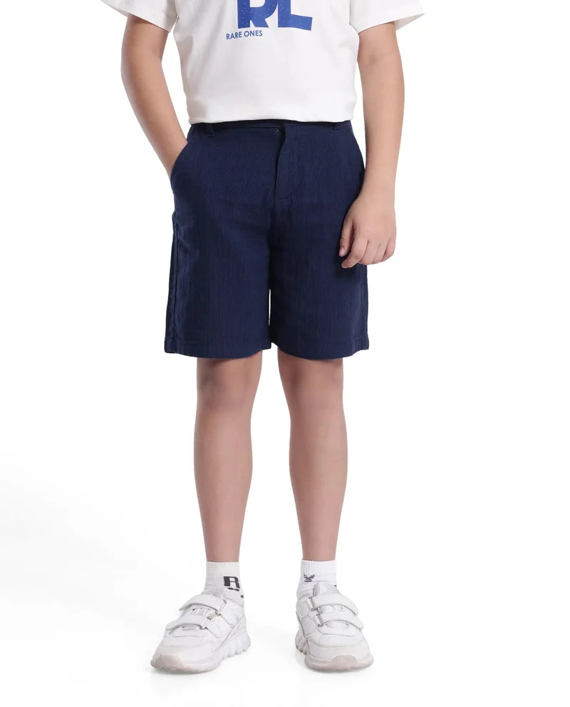 Rare Ones Rare Ones Kids Pinto-K Navy Cotton Solid Drawstring Closure Regular Fit Shorts