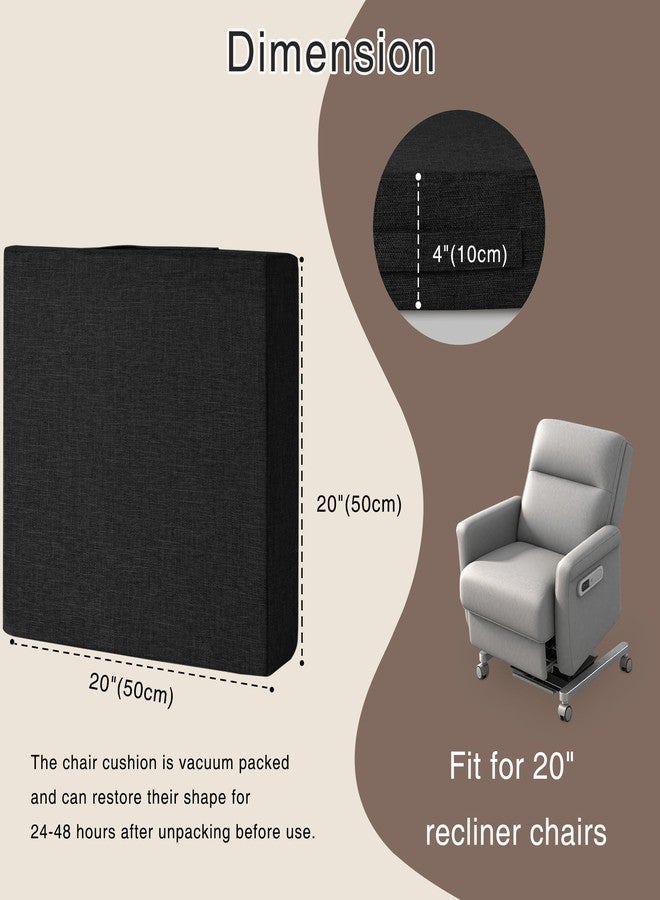 OVOV Recliner Cushions for Elderly 20"x20"x4" Thick Seat Cushion for Recliner Chair Large Square Non Slip Chair Pads with Washable Cover for Armchair Couch Black - Image 2