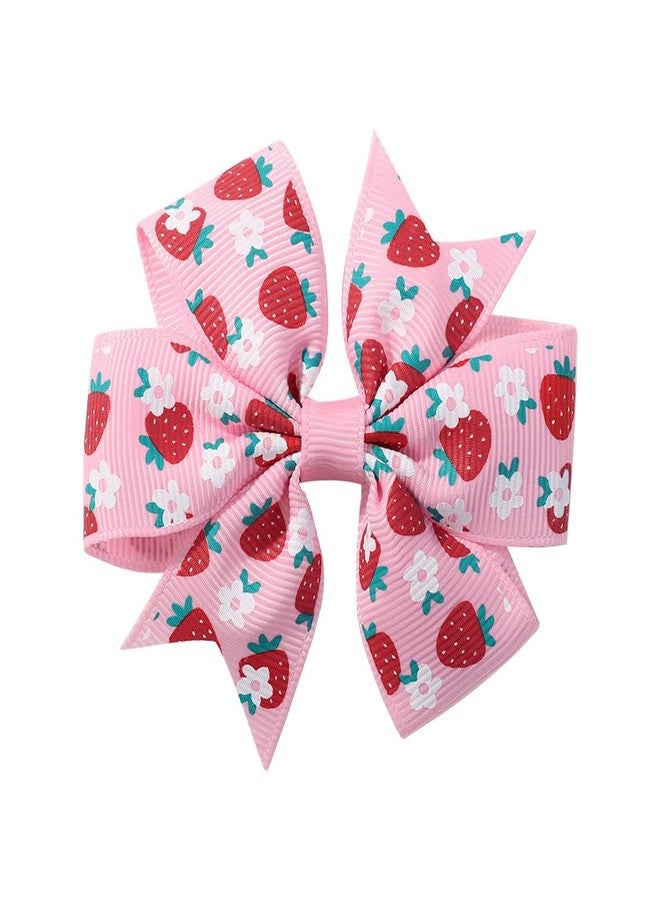 BBTDIN Strawberry Hair Bow Clip Pin Girls Fruit Hair Barrettes Strawberry Ribbon Bow BBG24 (Set A) - Image 2