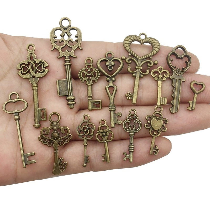 Youdiyla Vintage Skeleton Key in Antique Bronze Style - Set of 46pcs (HM107) - Image 3
