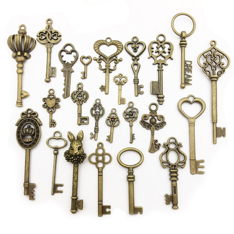 Youdiyla Vintage Skeleton Key in Antique Bronze Style - Set of 46pcs (HM107) - Image 4