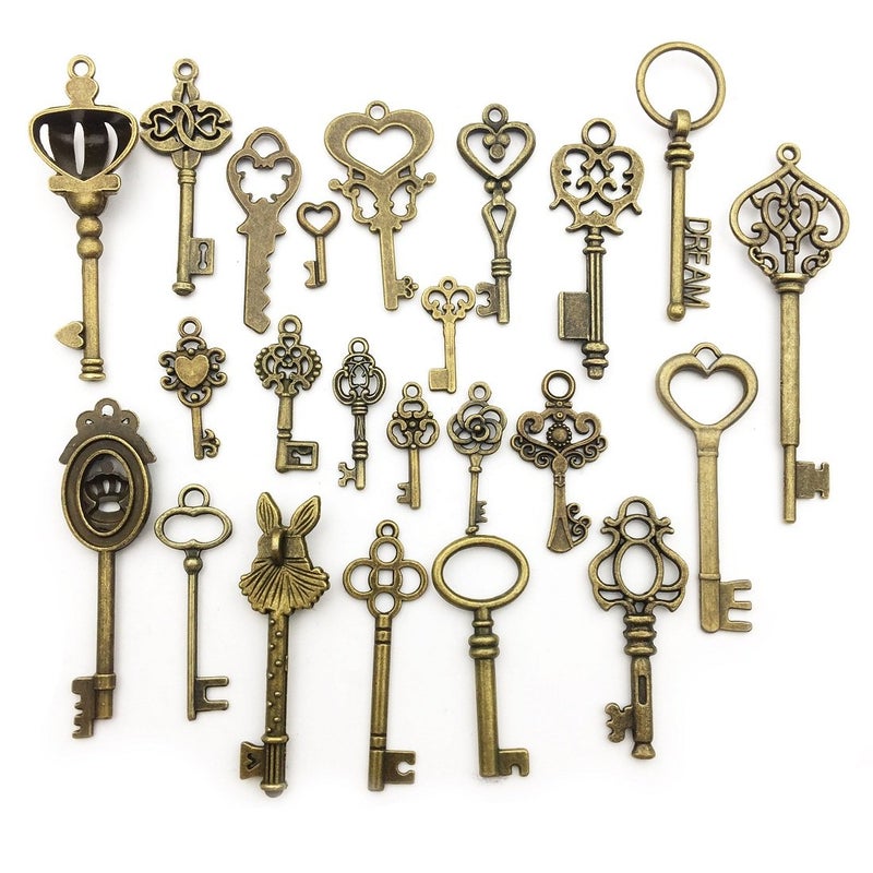Youdiyla Vintage Skeleton Key in Antique Bronze Style - Set of 46pcs (HM107) - Image 5