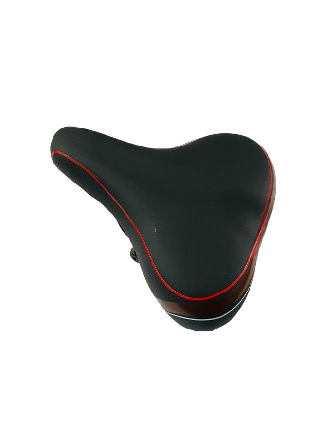 Impetus Unisex Bicycle Saddle Dimension 258X170mm Dual Springs at Bottom Soft Cushion at Top PU Form 24Inch 26Inch 27Inch 29Inch Tire Size Cycle Seat Complete for Age Above 9 Yrs (Black/Red) - Image 1