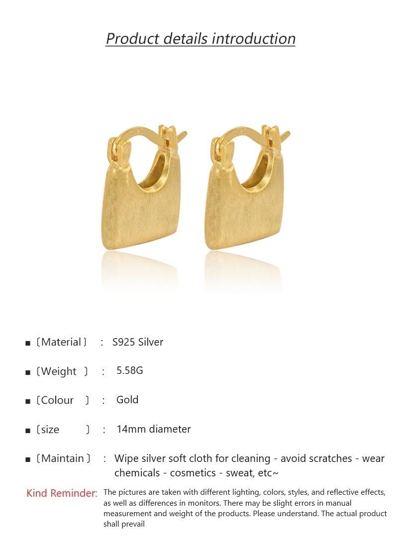 Y&D 18K Gold Matte Brushed Handbag Earrings For Women - Image 3