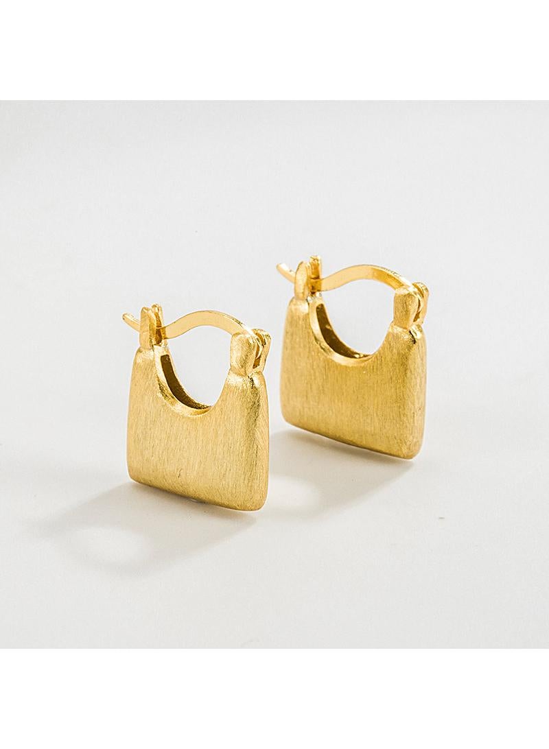 Y&D 18K Gold Matte Brushed Handbag Earrings For Women - Image 2