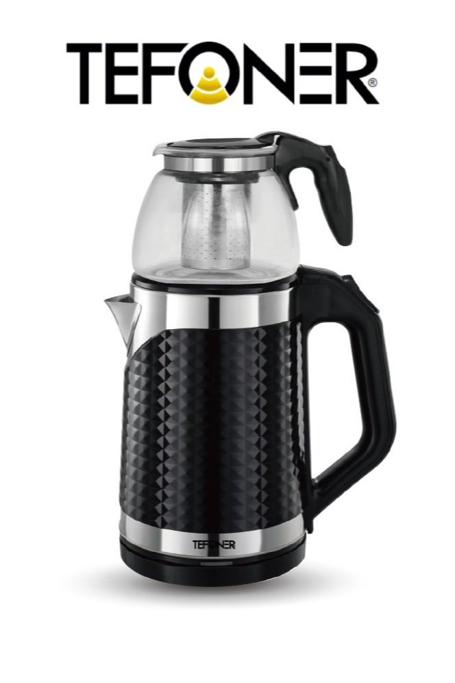 تيفونر 2 في 1 غلاية ماء كهربائية والة صنع شاي. غلايات ماء كهرباء بنظام انطفاء تلقائي. سخان ماء 2 لتر+ 1 لتر للغلاية زجاج. كاتل شاي بقوة 1800 واط. غلاية كهربائية متعدد الاستخدام لصنع الشاي او القهوة وغيره. - Image 1