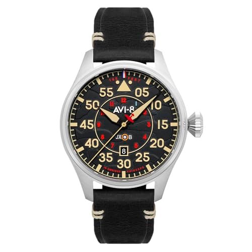 AVI-8 Mens 46mm Hawker Hurricane Clowes Automatic Kenley Pilot Watch with Genuine Leather Strap AV-4097-03 - Image 1