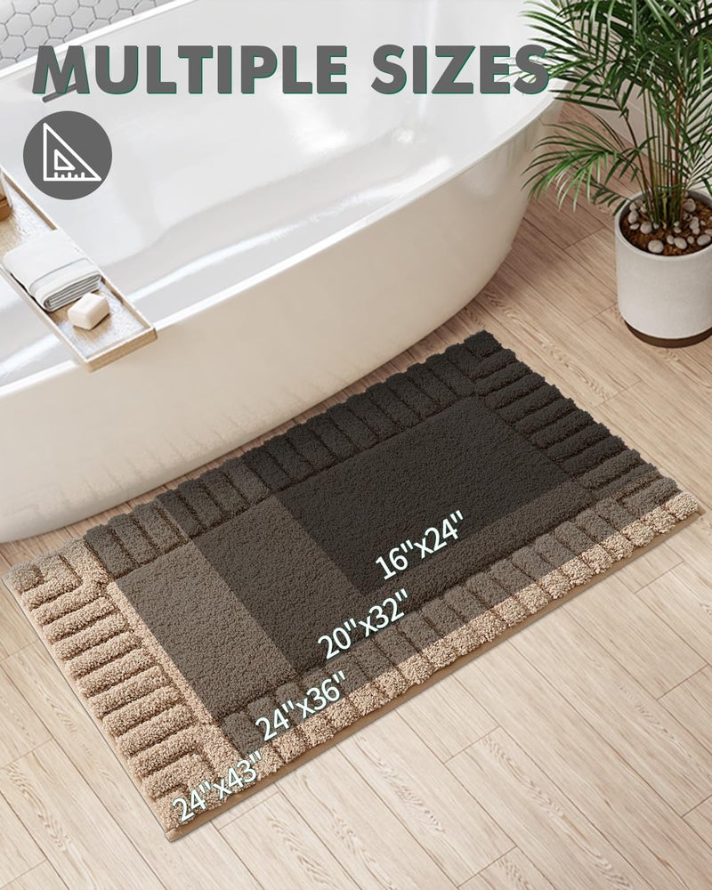 LUMI Premium Bath Rug  Extra Soft and Absorbent Bathroom Mat  Quick Dry  Non Slip  Machine Washable Bath Mat for Shower and Tub  Beige  24""x36"" - Image 2