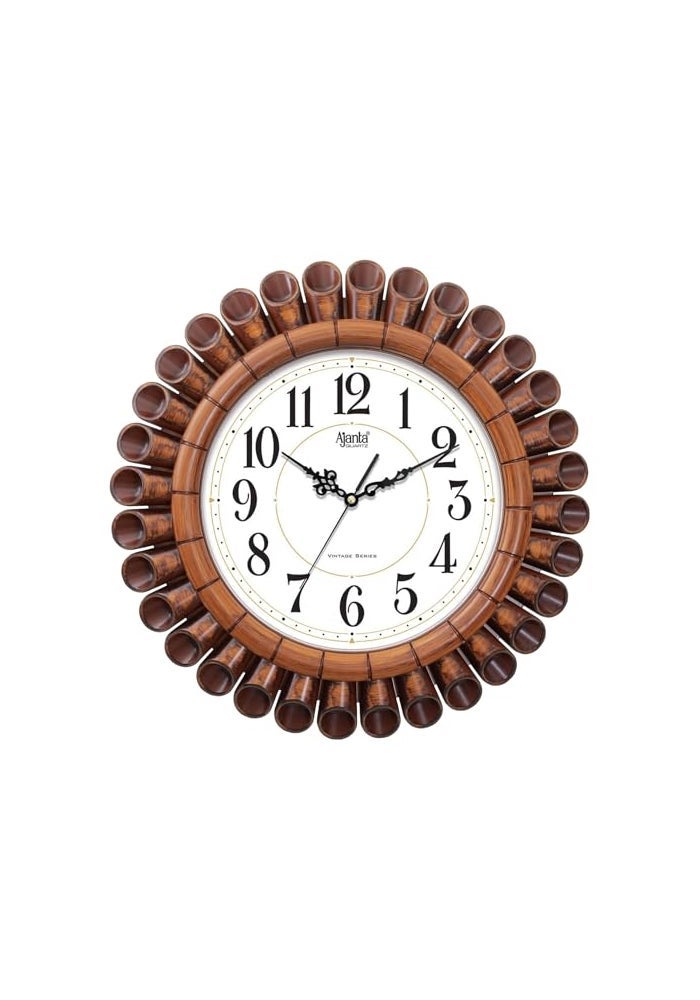 Ajanta Vintage Wall Clock 5037-White – 15.7 Inch Silent Sweep Quartz Wall Clock with Matt Wood Finish & Dome Glass, Classic Analog Clock for Bedroom, Hall, Office & Living Room - Image 2