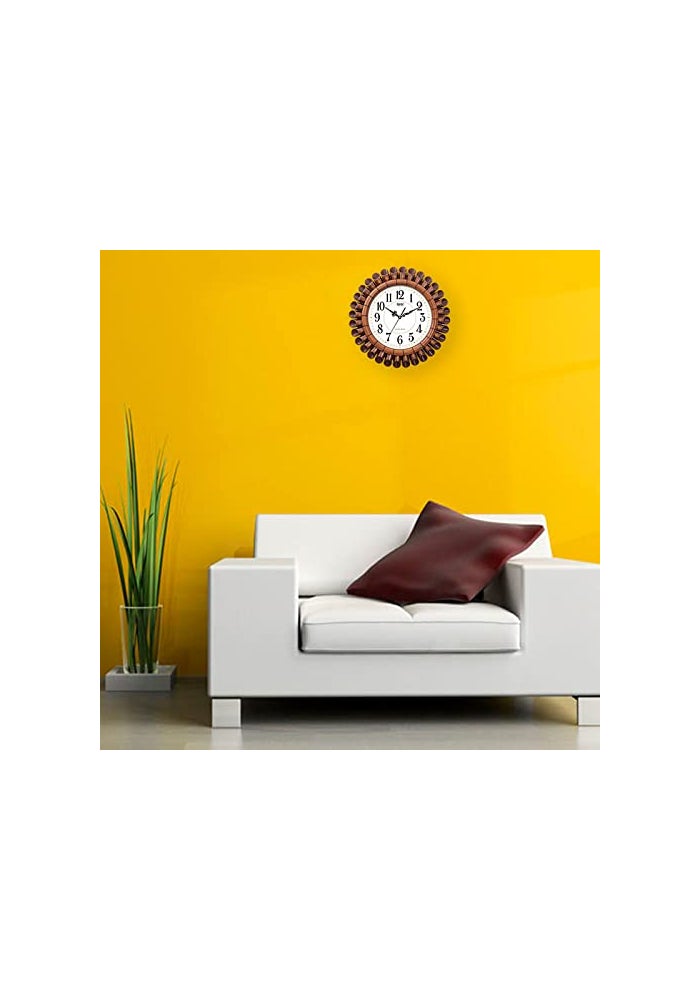 Ajanta Vintage Wall Clock 5037-White – 15.7 Inch Silent Sweep Quartz Wall Clock with Matt Wood Finish & Dome Glass, Classic Analog Clock for Bedroom, Hall, Office & Living Room - Image 3