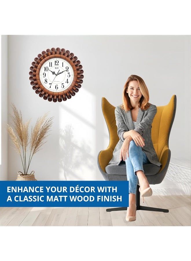 Ajanta Vintage Wall Clock 5037-White – 15.7 Inch Silent Sweep Quartz Wall Clock with Matt Wood Finish & Dome Glass, Classic Analog Clock for Bedroom, Hall, Office & Living Room - Image 5