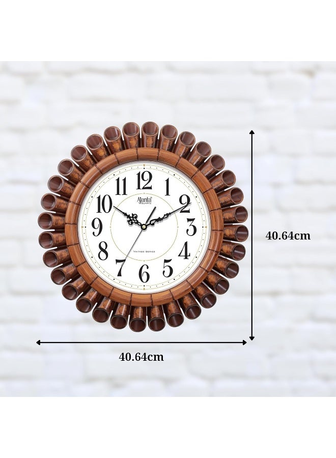Ajanta Vintage Wall Clock 5037-White – 15.7 Inch Silent Sweep Quartz Wall Clock with Matt Wood Finish & Dome Glass, Classic Analog Clock for Bedroom, Hall, Office & Living Room - Image 2