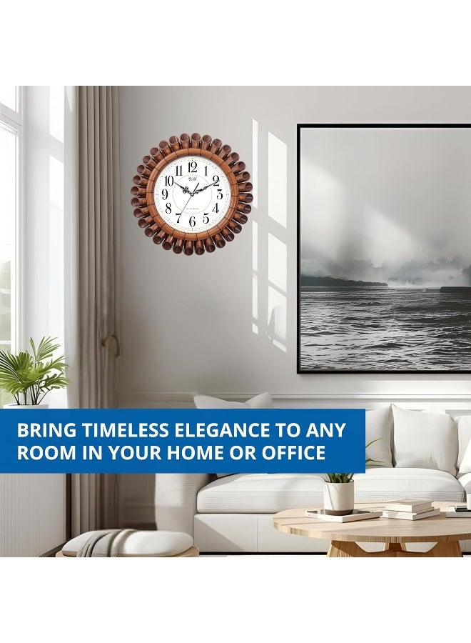 Ajanta Vintage Wall Clock 5037-White – 15.7 Inch Silent Sweep Quartz Wall Clock with Matt Wood Finish & Dome Glass, Classic Analog Clock for Bedroom, Hall, Office & Living Room - Image 3
