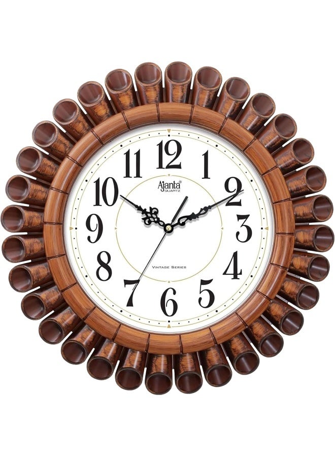 Ajanta Vintage Wall Clock 5037-White – 15.7 Inch Silent Sweep Quartz Wall Clock with Matt Wood Finish & Dome Glass, Classic Analog Clock for Bedroom, Hall, Office & Living Room - Image 1