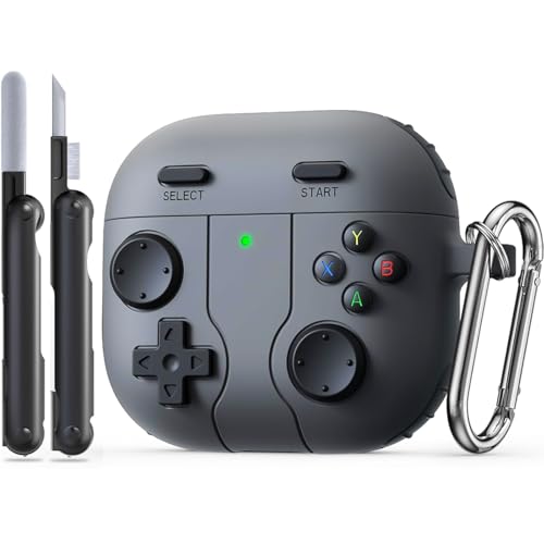 Wowwat Game Case for AirPods 4 Cover,Classic Cool Funny Shock-Proof Protective Silicone Air Pod 4 Case with Cleaning Kit and Keychain Accessories for Apple Airpods 4th Generation for Men Boy-Black - Image 1