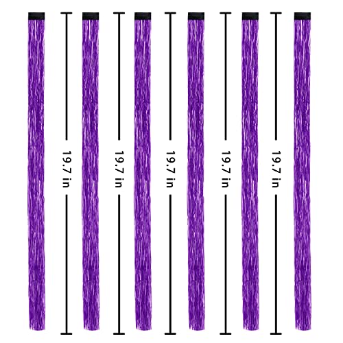 Edoneery 197 Inch Clip In Hair Tinsel Fairy Hair Tinsel Kit Clips Clip On Glitter Hair Tinsel Extensions Purple - Image 3