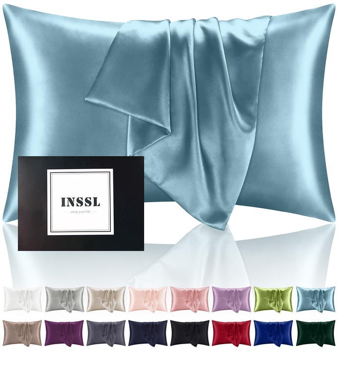 SILK PILLOWCASE FOR WOMEN MULBERRY SILK PILLOWCASE FOR HAIR AND SKIN AND STAY COMFORTABLE AND BREATHABLE DURING SLEEPBLUE GRAYQUEEN